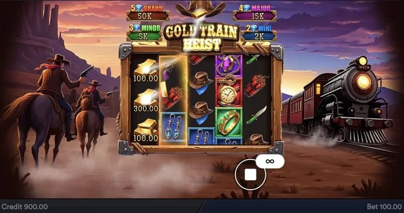 Gold Train Heist - tela principal com bobinas e enseada de piratas